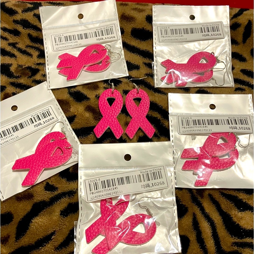 NWT 6 breast cancer awareness earrings
